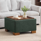 24" Square Storage Ottoman，Green