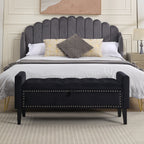 47" Velvet Storage Bench，Black