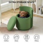 Velvet Swivel Accent Chair with Storage, 360° Vanity Makeup Chair with Wave Back, No Assembly Comfy Single Sofa Chair, Small Accent Stool for Bedroom, Dressing, Living Room