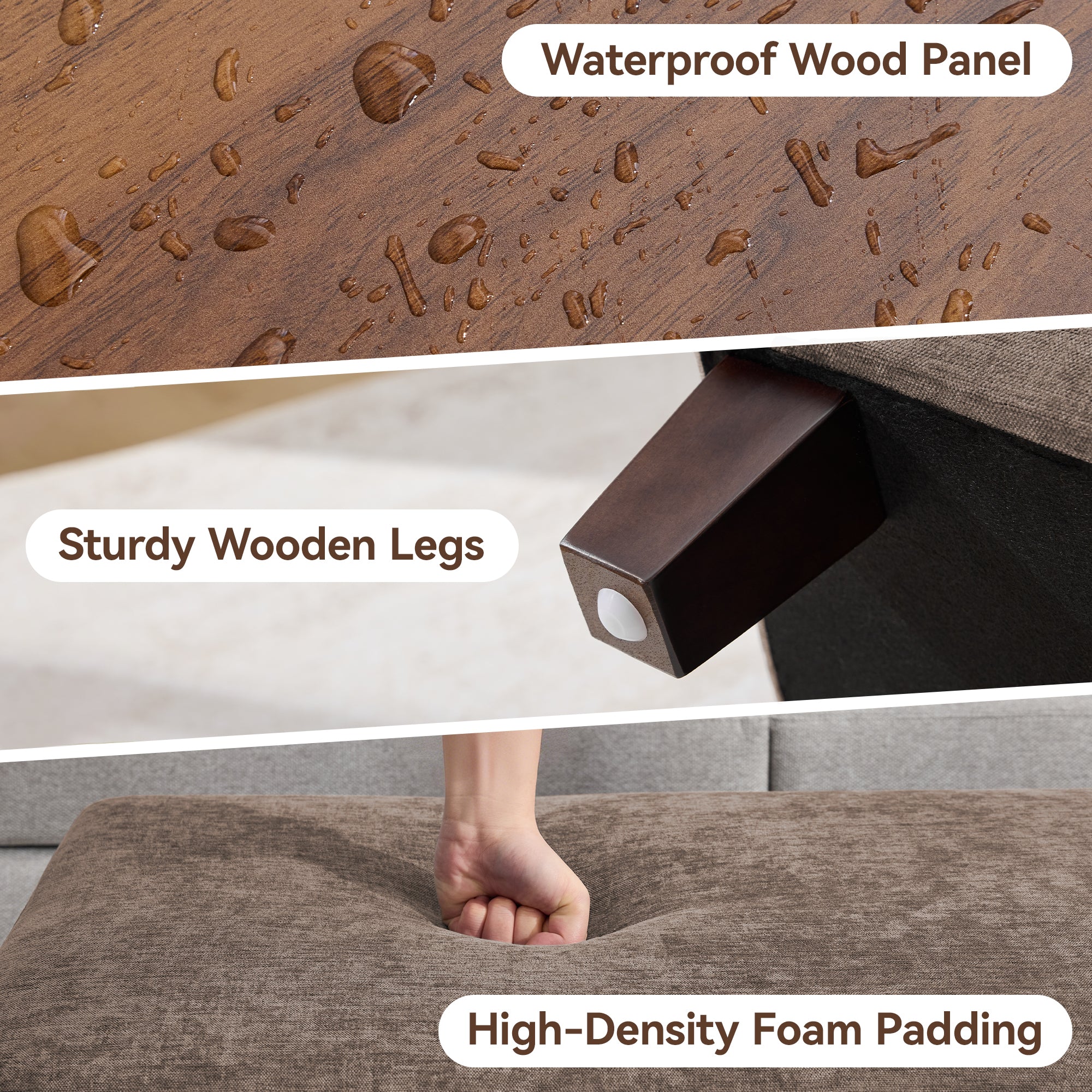 45 Inch Large Storage Ottoman Bench，Brown