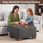 24" Square Storage Ottoman，Dark Gray