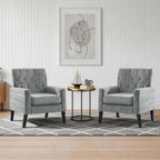 Mid Century Modern Accent Chairs, Grey Chenille Office Chair for Reception - Tufted Upholstered Club Chair for Living Room, Bedroom, or Waiting Room
