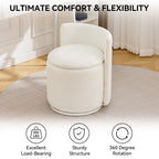 Vanity Chair with Storage，Leather, Beige