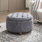 Round Storage Ottoman，Blue