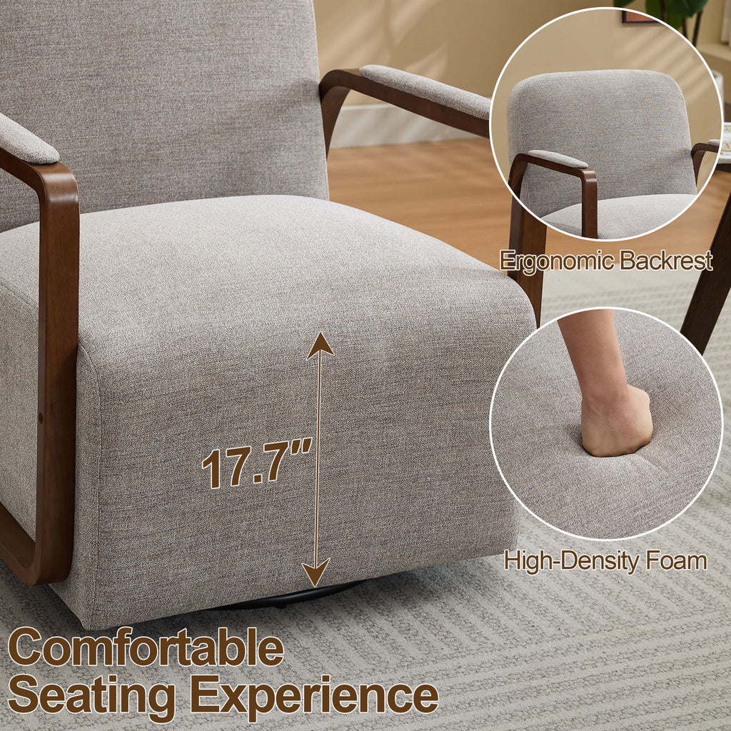 Chenille Upholstered Swivel Accent Chairs，Taupe