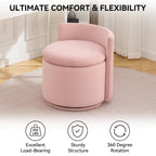 Velvet Swivel Accent Chair with Storage, 360° Vanity Makeup Chair with Wave Back, No Assembly Comfy Single Sofa Chair, Small Accent Stool for Bedroom, Dressing, Living Room