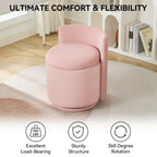 Vanity Chair with Storage，Velvet, Pink