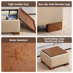 24" Square Storage Ottoman，Khaki