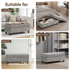 45 Inch Large Storage Ottoman Bench，Light Gray