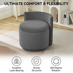 Velvet Swivel Accent Chair with Storage, 360° Vanity Makeup Chair with Wave Back, No Assembly Comfy Single Sofa Chair, Small Accent Stool for Bedroom, Dressing, Living Room