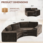 Curved Compression Sectional Couch，4 Seater，Brown
