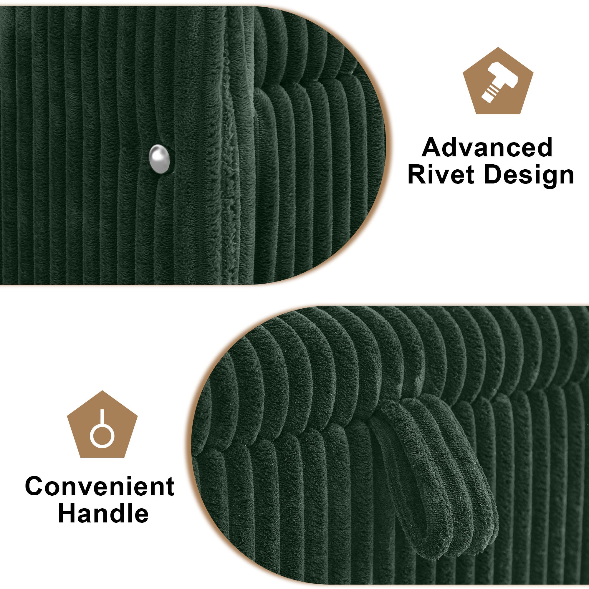 44'' Corduroy Storage Ottoman Bench, Green