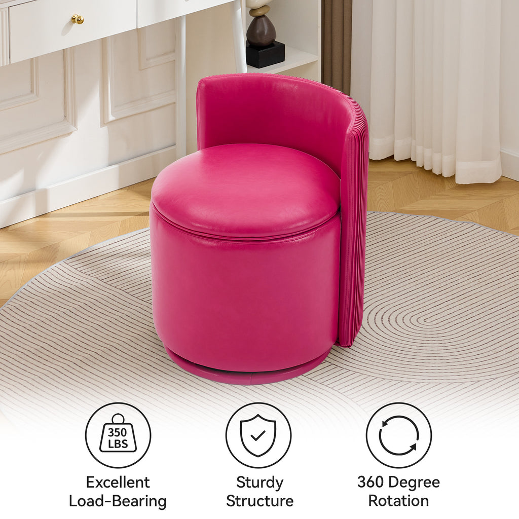 Velvet Swivel Accent Chair with Storage, 360° Vanity Makeup Chair with Wave Back, No Assembly Comfy Single Sofa Chair, Small Accent Stool for Bedroom, Dressing, Living Room