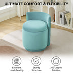 Velvet Swivel Accent Chair with Storage, 360° Vanity Makeup Chair with Wave Back, No Assembly Comfy Single Sofa Chair, Small Accent Stool for Bedroom, Dressing, Living Room