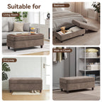 45 Inch Large Storage Ottoman Bench，Brown