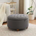 30'' Round Ottoman with Storage, Modern Tufted Storage Ottoman with Removable Top for Living Room, Bedroom, Drak Gray
