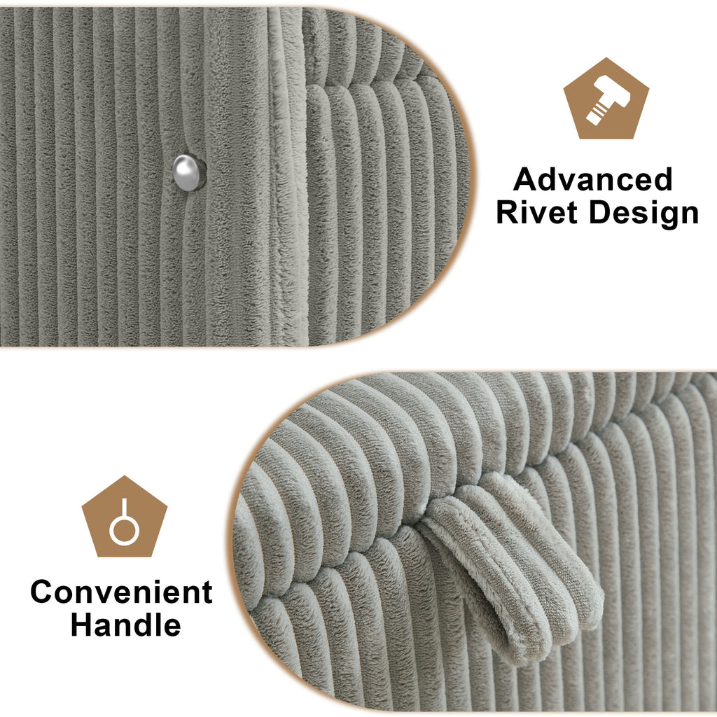 44'' Corduroy Storage Ottoman Bench, Gray