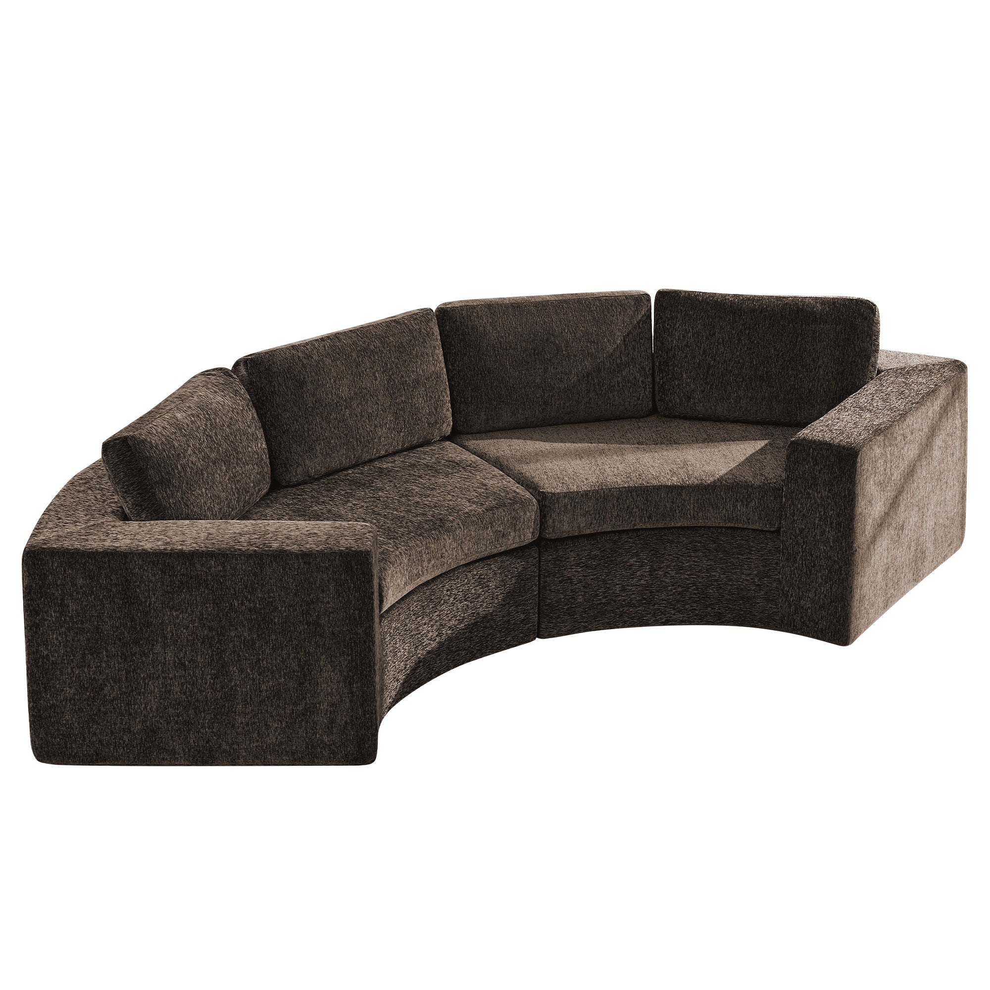 Curved Compression Sectional Couch，4 Seater，Brown