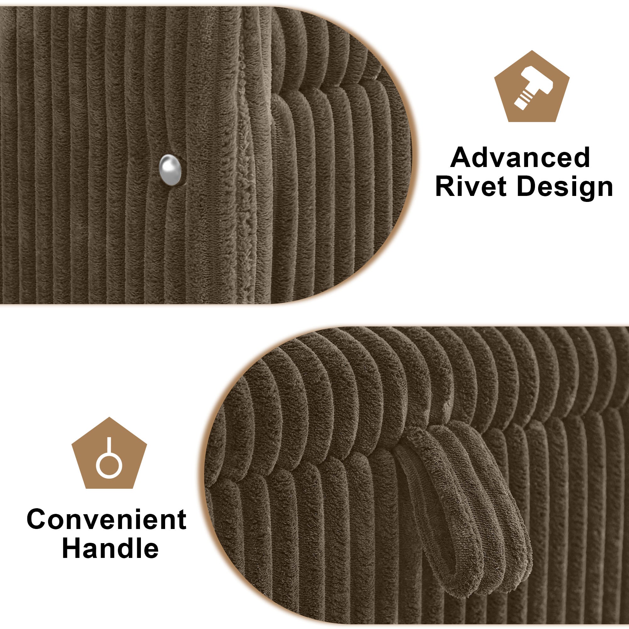 44'' Corduroy Storage Ottoman Bench, Brown