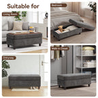 45 Inch Large Storage Ottoman Bench，Dark Gray