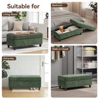 45 Inch Large Storage Ottoman Bench，Green