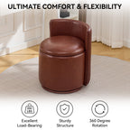 Vanity Chair with Storage，Leather, Red