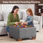 24" Square Storage Ottoman，Gray