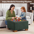 24" Square Storage Ottoman，Green