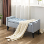 47" Velvet Storage Bench，Blue Grey