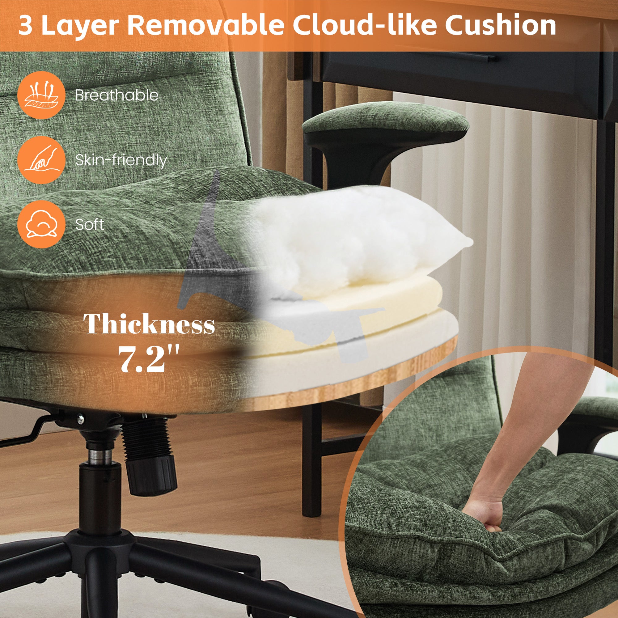 Criss Cross Chair with Flip-up Arms, Green