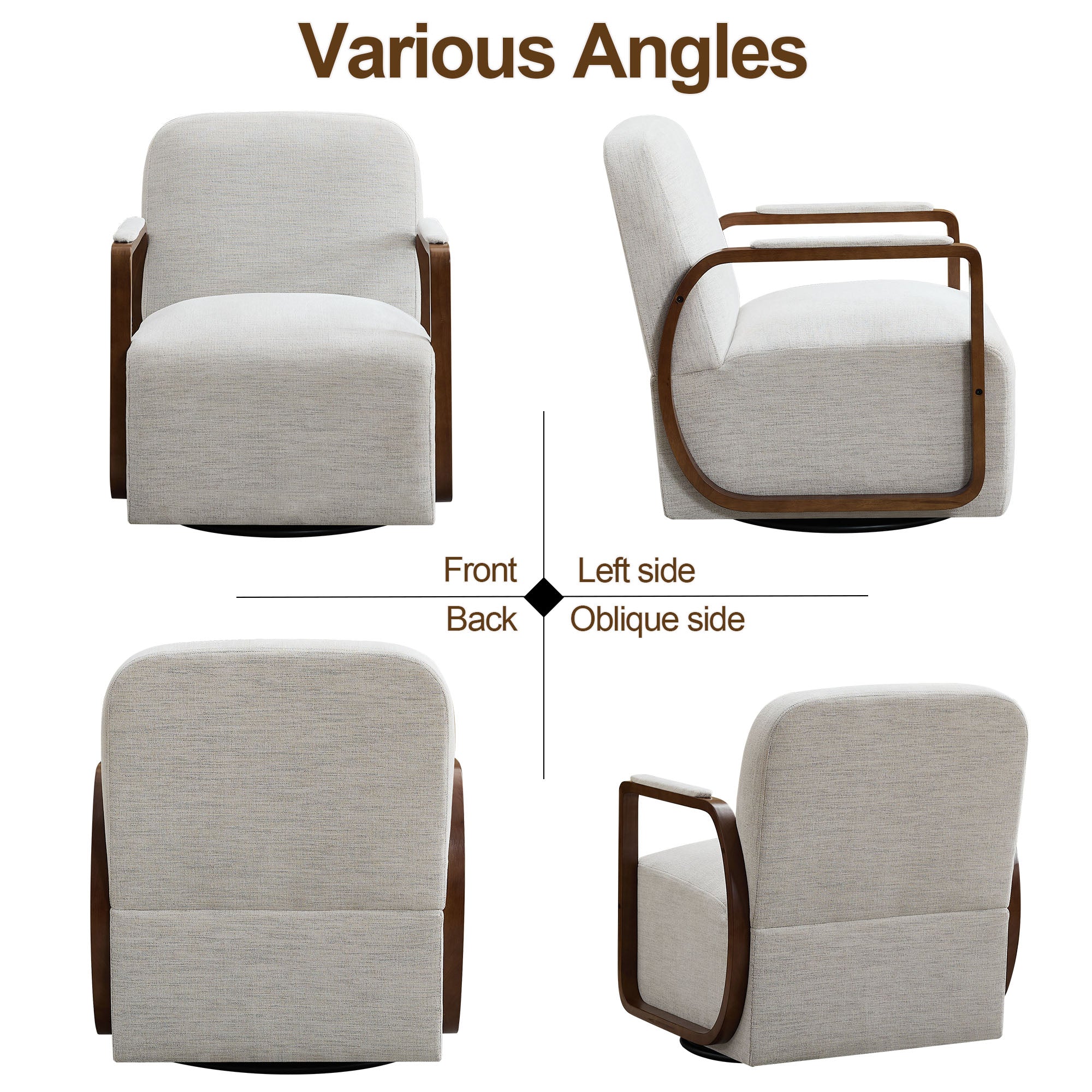 Chenille Upholstered Swivel Accent Chairs，Beige