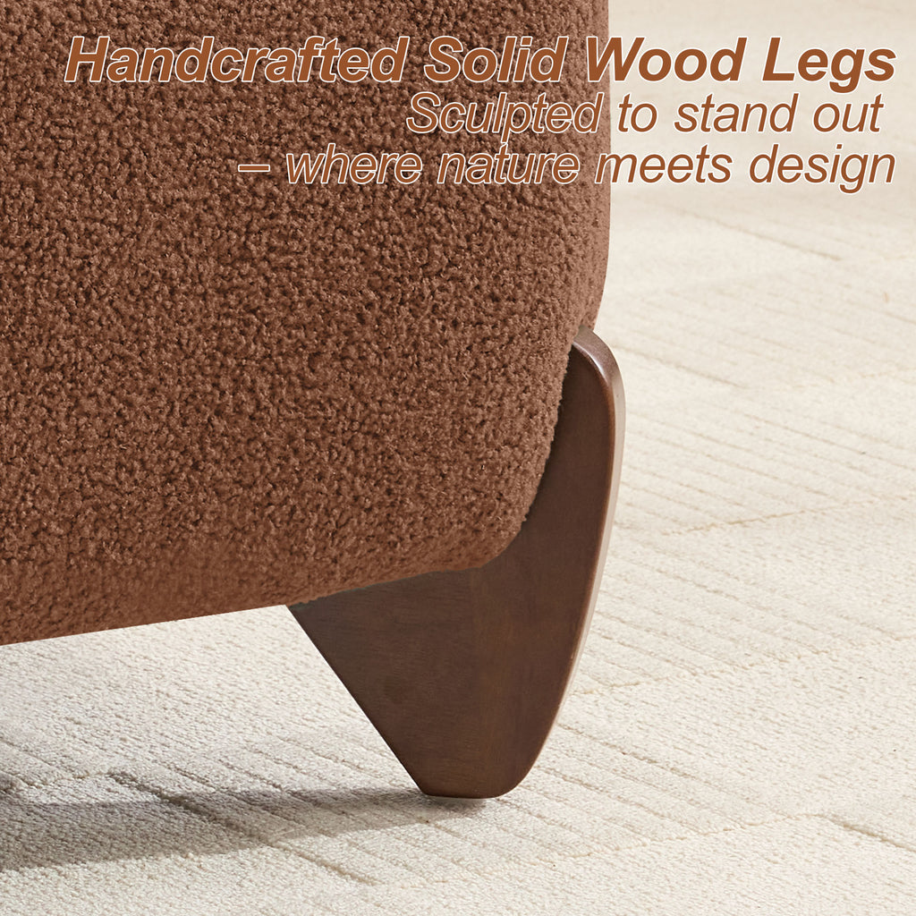28.7" Sherpa Boucle Ottoman，Bright Brown