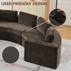 Curved Compression Sectional Couch，4 Seater，Brown