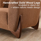 87" Boucle Couch with Solid Wood Legs,Camel