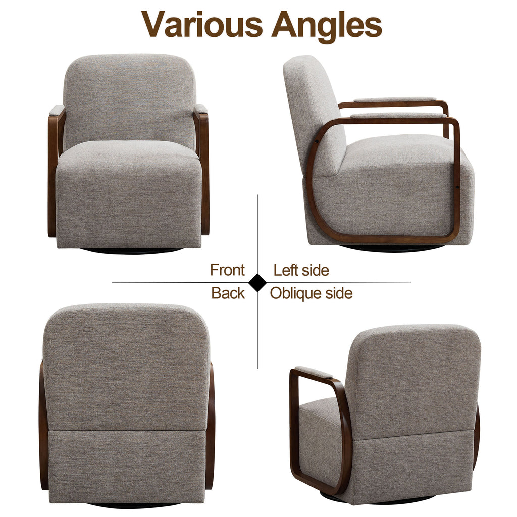 Chenille Upholstered Swivel Accent Chairs，Taupe