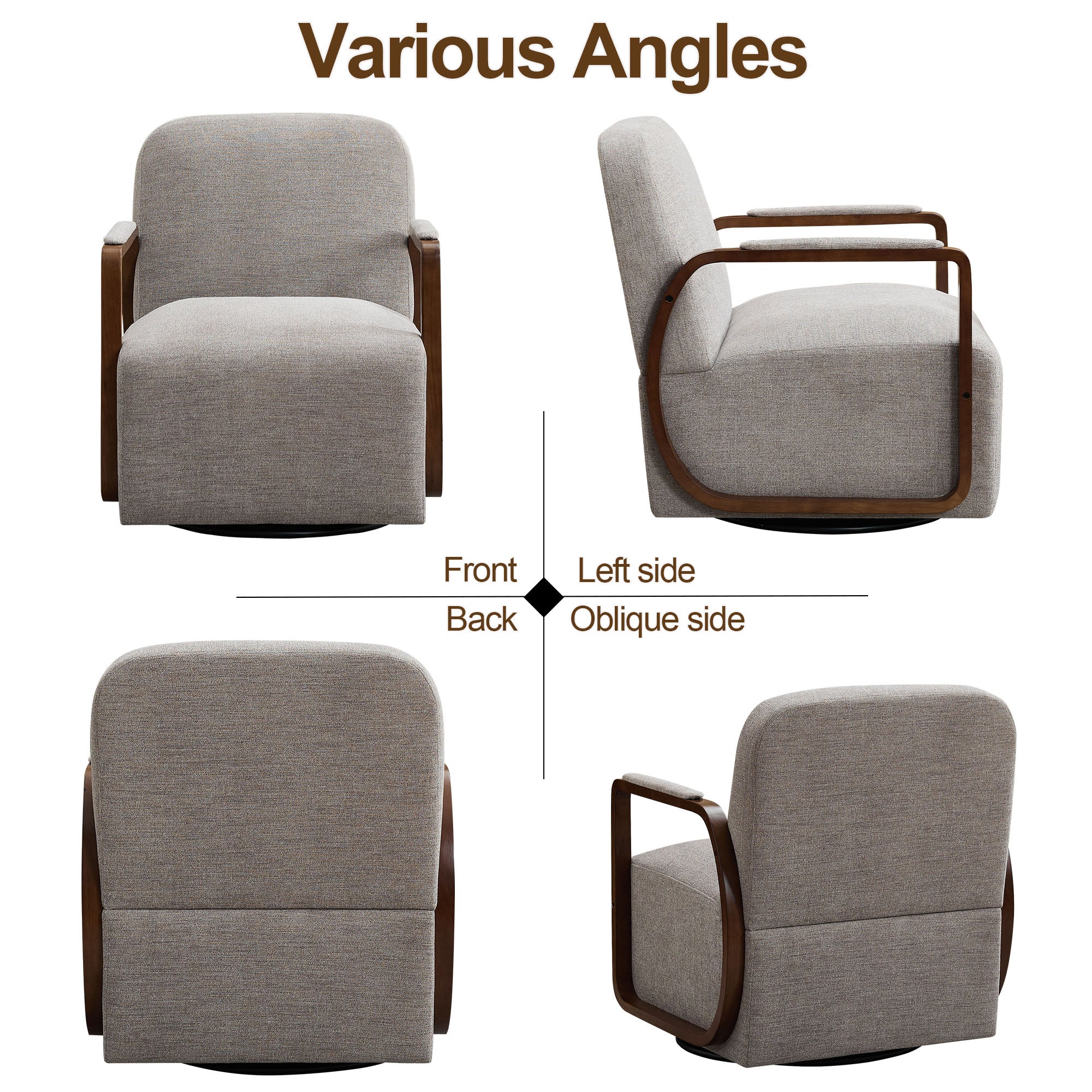 Chenille Upholstered Swivel Accent Chairs，Taupe