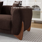 87" Boucle Couch with Solid Wood Legs,Brown