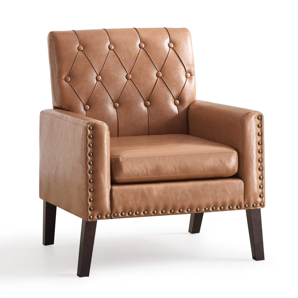 Mid Century Modern Accent Chair, Light Brown