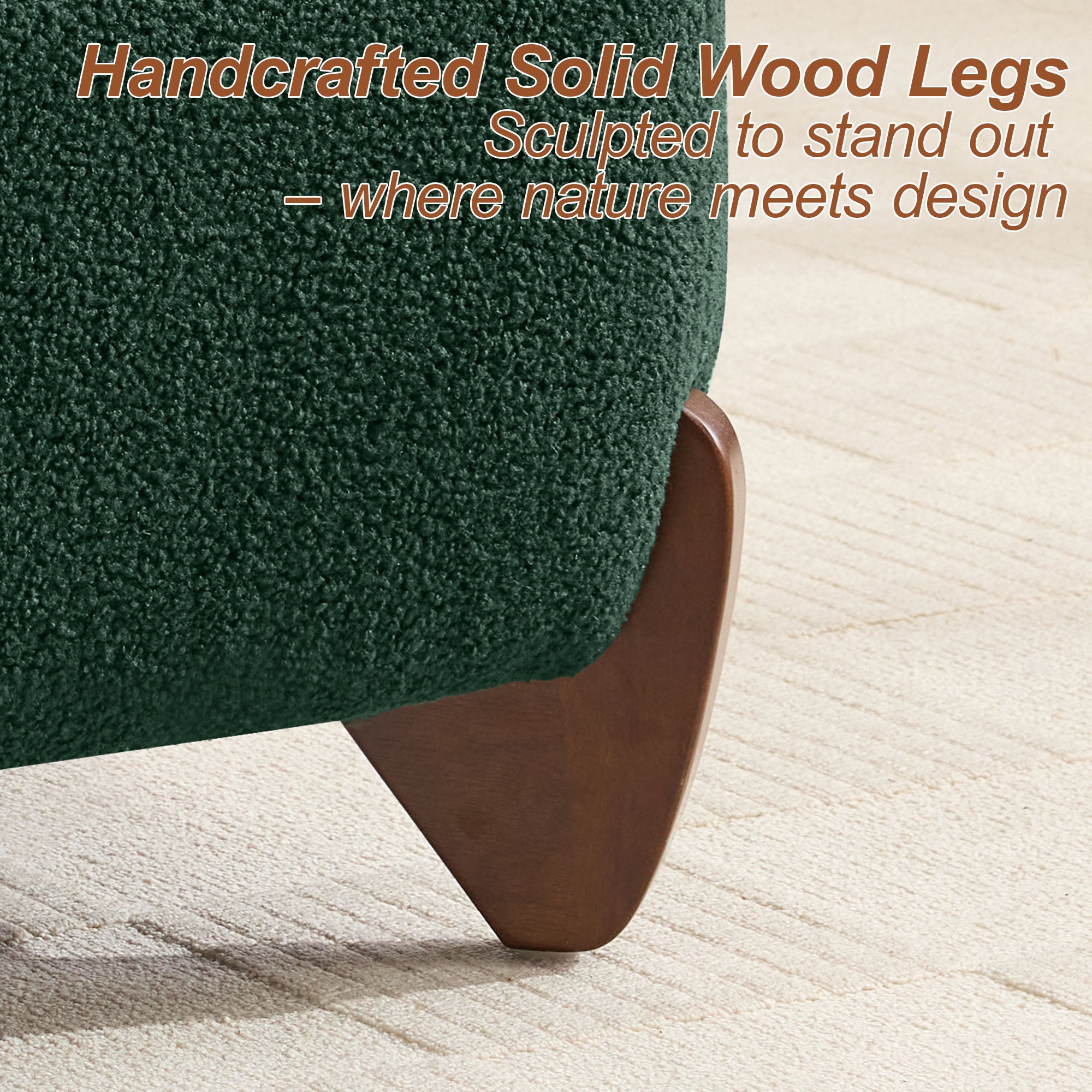28.7" Sherpa Boucle Ottoman，Green