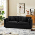 Modern Loveseat Sofa, 83.8 Inch 2 Seater Black Chenille Couch