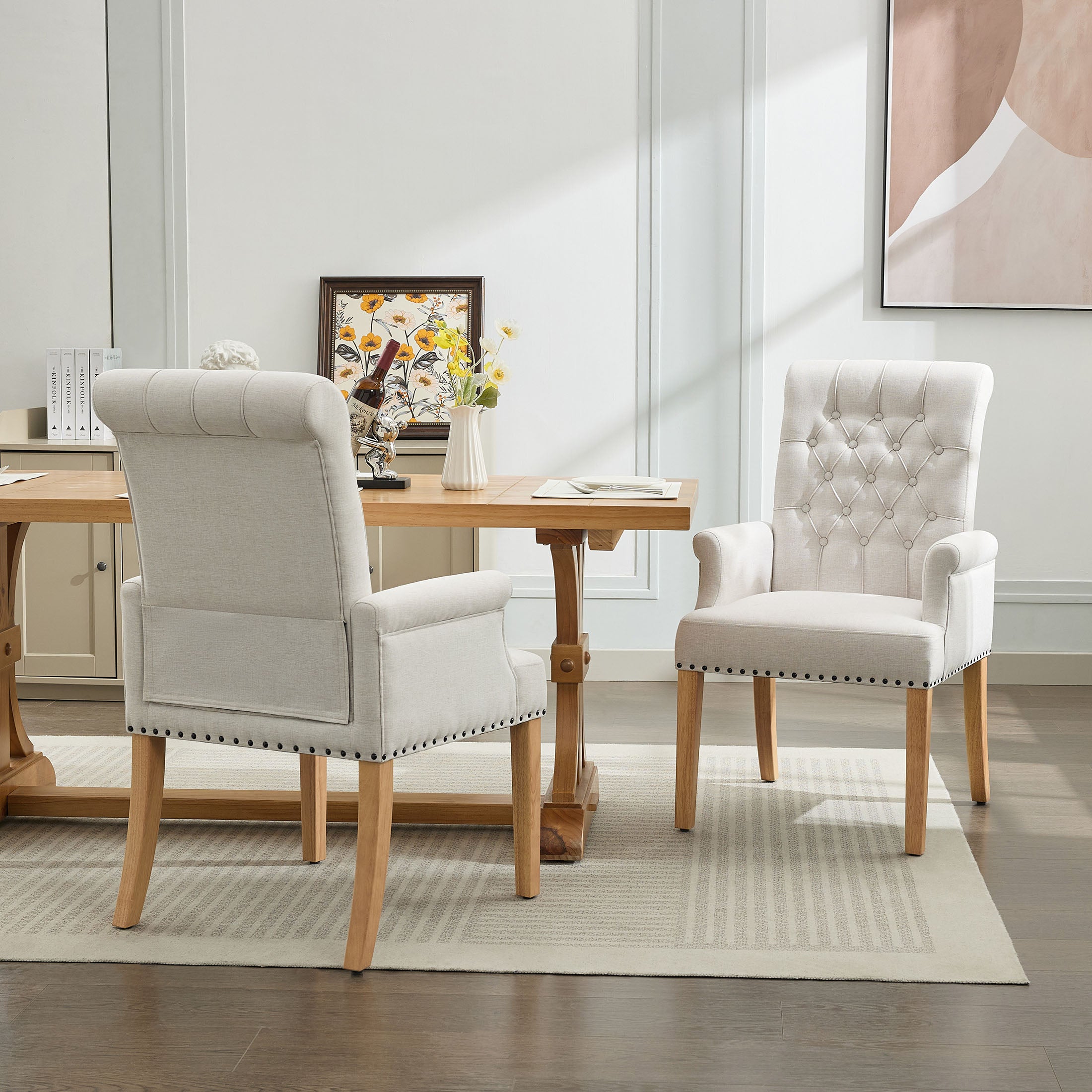 Dining Chairs with Arm, Beige