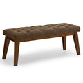 Linen End of Bed Bench, Tufted, Brown