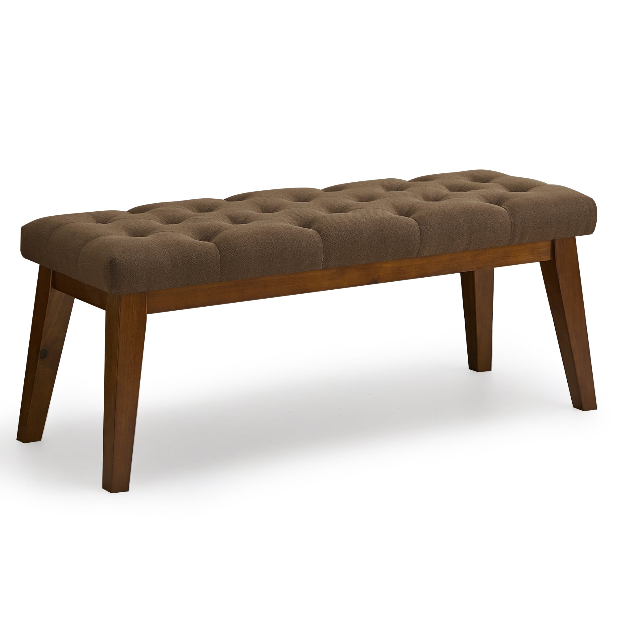 Linen End of Bed Bench, Tufted, Brown