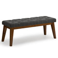 Linen End of Bed Bench, Tufted, Dark Gray