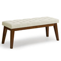 Linen End of Bed Bench, Tufted, Beige