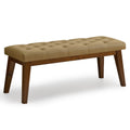 Faux Leather End of Bed Bench, Tuted, Light Brown