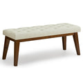 Faux Leather End of Bed Bench, Tuted, Beige