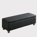 Faux Leather Storage Bench, Black
