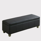 Faux Leather Storage Bench, Black