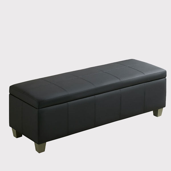 Faux Leather Storage Bench, Black
